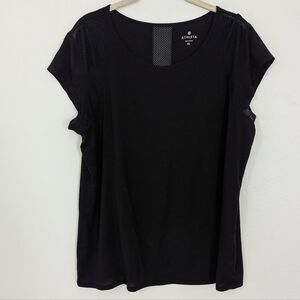 Athleta Mesh Panel T Shirt Round Neck Short Sleeve Lightweight Black XL